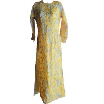 NWOT Handmade Vietnamese Yellow Cherry Blossom 3D Appliqué Ao Dai Dress Size 6 - £29.88 GBP