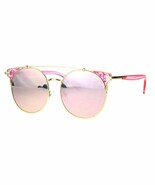 Damen Modische Sonnenbrille Flach Top Rosa Gold Rahmen Verspiegelte Lins... - $13.50