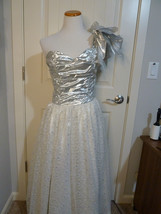 Vintage Gunne Sax By Jessica San Francisco White Lace &amp; Silver Dress SZ ... - £77.26 GBP
