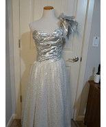 Vintage Gunne Sax By Jessica San Francisco White Lace &amp; Silver Dress SZ ... - £76.31 GBP