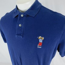 Polo Ralph Lauren Golf Bear Men Blue Polo Golf Shirt Sz XL - £35.96 GBP
