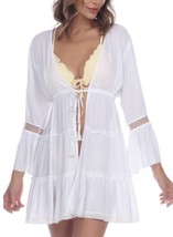 Raviya Plus White Open-Front Cover-up Women&#39;s Swimsuit eyelet Size 1X Bell - £18.67 GBP