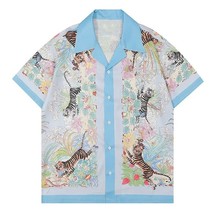 Summer Men Short Sleeve Hawaiian Shirt Hip Hop Mountain Print Beach Blou... - £83.92 GBP