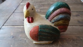 Antique Folk Art Wood Chicken Hen Carving 6.25&quot; x 6&quot; Home Decor - £70.39 GBP