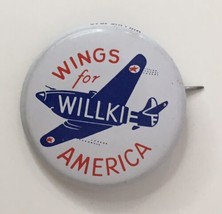 1940 Willkie WINGS FOR AMERICA Political Campaign Pinback - 1972 Reprodu... - £3.85 GBP