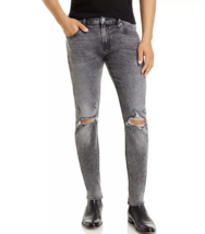7 For All Mankind The Stacked Skinny Fit Jeans in Washed Black Destroy (... - £85.61 GBP