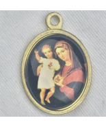 Mother Mary With Baby Jesus Catholic Pendant Charm Vintage Christian Por... - $12.95