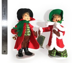 Christmas Carolers Annalee 10&quot; Decorative Mom &amp; Dad Soft Cloth Doll Figurines - £29.36 GBP