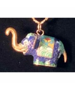ELEPHANT, 3D Cloisonné Enamel Necklace - Trunk Up For Good Luck 13” Scro... - $63.71 CAD