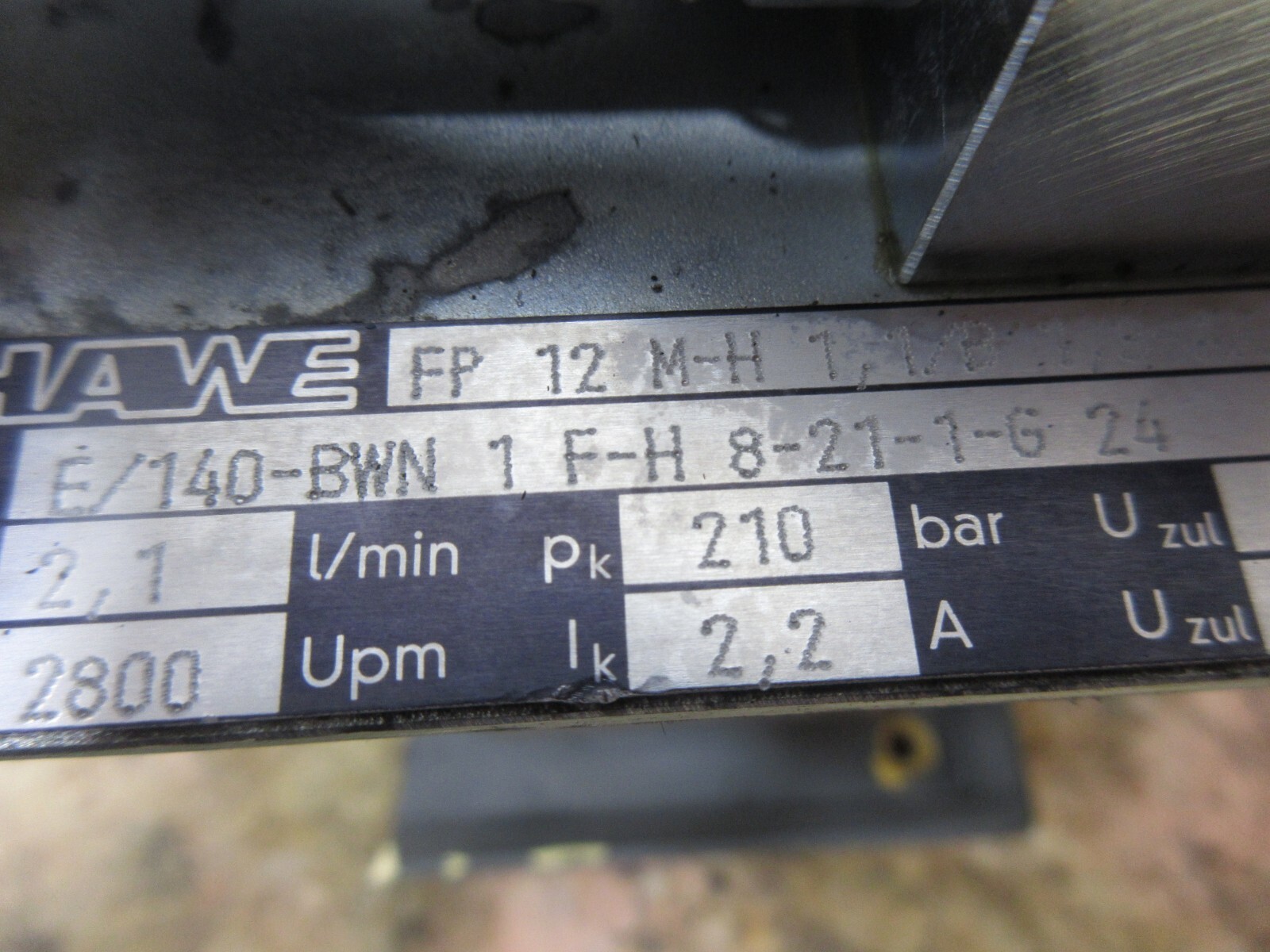HAWE LUBRICATOR FP 12 M-H 1,1/B1,3-AX3E/140-BWN 1 F-H 8-21-1-G24 MAHO MH800W CNC Item image 4