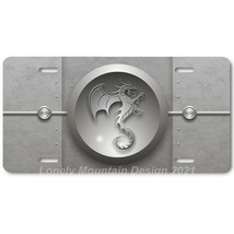 Metallic Gray Dragon Door Inspired Art FLAT Aluminum Novelty License Tag Plate - £14.22 GBP