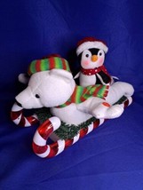 Avon Christmas Animated Sleigh Ride 2007 Polar Bear Penguin Musical Lights Up - £20.73 GBP