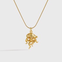 18k Gold Plated Pirates Terrifying Skull Head Octopus 3D Pendant Necklace 16&quot; - £82.77 GBP