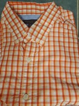 Banana Republic Button Down Shirt Large Slim Fit Long Sleeve Orange Geometric - £9.70 GBP