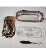 GORHAM NEWPORT SILVERPLATE BUTTER DISH, GLASS LINER &amp; Butterknife Englan... - $532.19 MXN