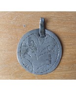 Antique Afghanistan XVIII century Silver round pendant with etched palm ... - $15.00