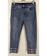 Y2K Embroidered Ankle Jeans 31&quot; Cropped Crop 31 Inch waist (#17) - £9.97 GBP