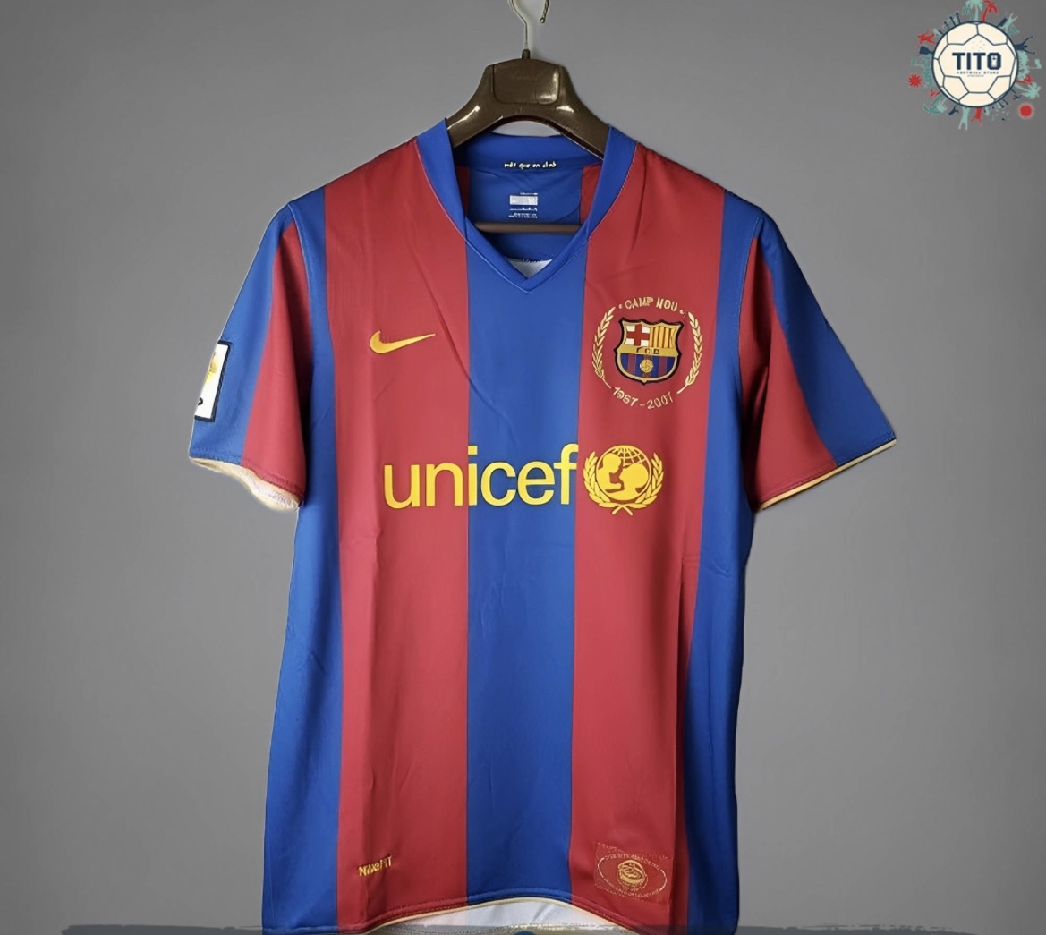Barcelona Home Kit 2007 With Ronaldinho #10 (NEW COLLECTION) //FREE SHIPPING
