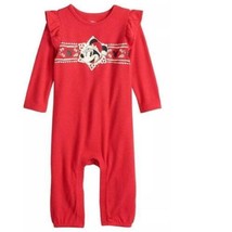 Girls Jumpsuit Disney Minnie Mouse Christmas JB Red Long Sleeve Ruffled 1 Pc- NB - $15.84