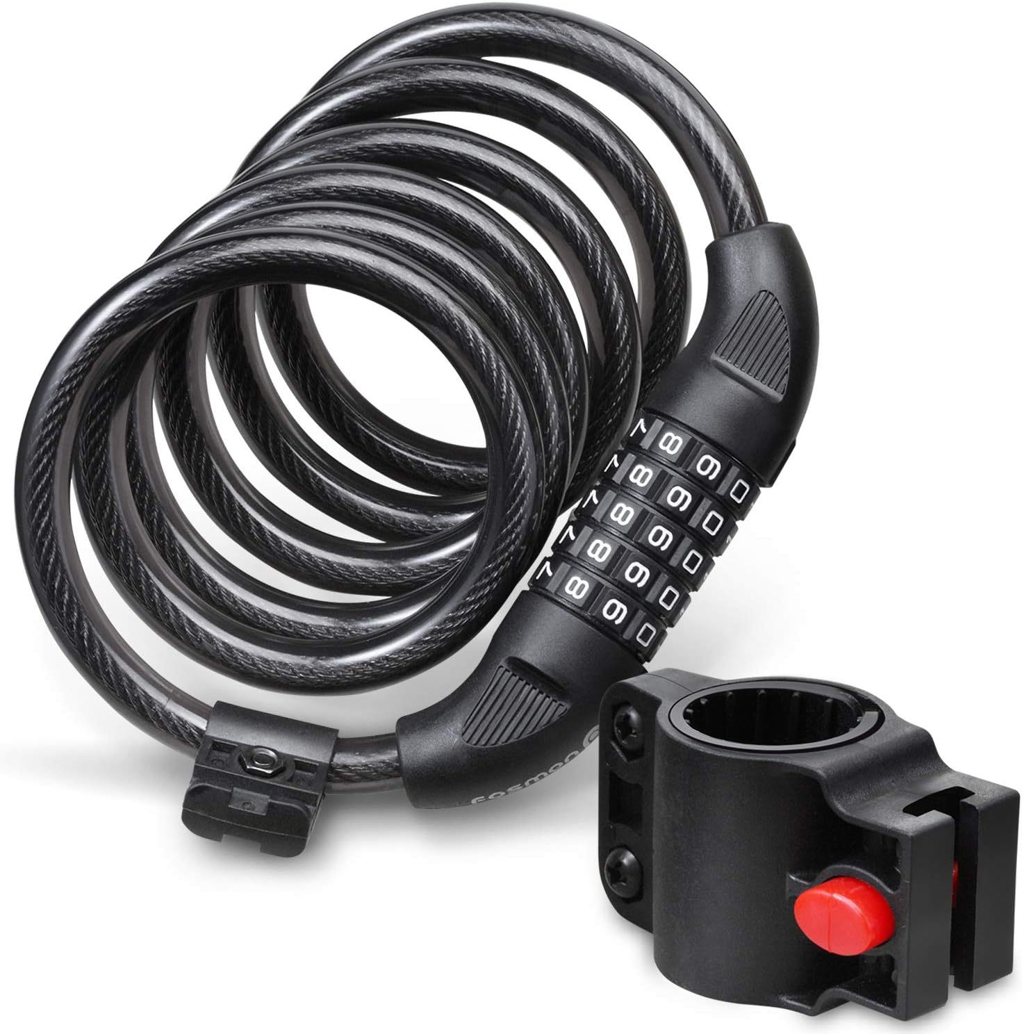 Fosmon Bike Lock Cable (6 Feet), Heavy Duty 5-Digit Self Coiling, Black - $33.92