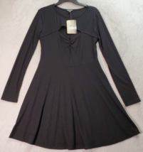 Lily Rose Fit &amp; Flare Dress Womens XL Black Ribbed Polyester Round Neck Cut Out - £18.95 GBP