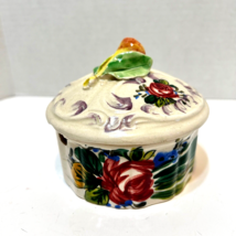 Vintage Hand Painted Floral 3D Sugar Bowl with Lid Made in Italy 4 x 3.5&quot; - £17.65 GBP