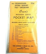 NOS 1950s Cram&#39;s Modern Series Pocket Map Czechoslovakia Austria Hungary... - £11.17 GBP