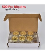 500 Pcs Bitcoin Souvenir Collectible Gold Plated Physical Crypto Metal Coin - $593.01