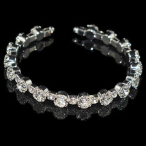 Fashion Multiple Rows Crystal Adjustable Bracelet Bangle for Women Gold Silver C - £10.26 GBP