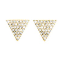 0.25CT Real Moissanite Triangle Stud Earrings 14K Yellow Gold Plated Silver Xmas - £106.86 GBP