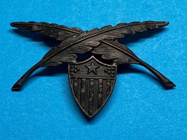 Wwi, U.S. Army, Officer Style, Collar Insignia, Field Clerk, Bronze, Pinback - £15.46 GBP