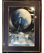 Moon,fantasy,wall art,original,painting,si-fi,mountain,oil,landscape,planet - $494.98