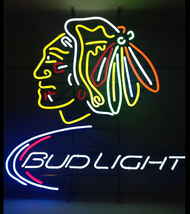 New Bud Chicago Blackhawks Bar Open Beer Neon Light Sign 32" - $339.99