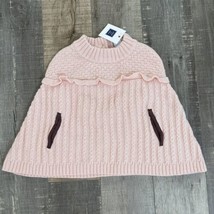 NWT Janie and Jack Poncho Sweater Ribbed Cable Knit Pink Size 18-24 Months - £38.30 GBP