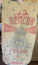 Vintage Beacon Feeds Burlap Farm Sack 20in x 37in Lighthouse - £19.60 GBP