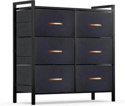 Romoon Dresser Organizer With 6 Drawers, Fabric Storage Dresser Tower, Dark Grey - £52.76 GBP