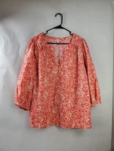 Knox Rose Shirt Womens XXL 3/4 Sleeve Button up Pullover Floral Dusty Pi... - $22.44