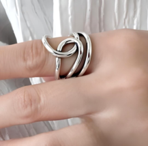 Knot Ring Statement Weaved Chunky Adjustable Thumb Ring  Finger Unisex Jewellery - £7.58 GBP