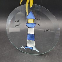Round Handpainted Hanging Glass Suncatcher Blue &amp; White Lighthouse 6&quot; - $7.91