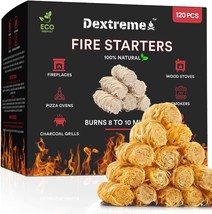 Dextreme Fire Starter (120 PCS) Natural Fire Starters for BBQ, Campfire, - £40.25 GBP