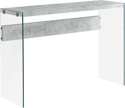 Monarch Specialties , Console Sofa Table, Tempered Glass, Grey Cement, 44&quot;L - £112.70 GBP