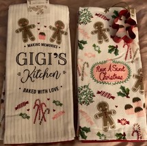 Nwt 4 Pce Gigis Kitchen Pink Gingerbread Men Kitchen Towel Set + Cookie Cutter - £30.84 GBP