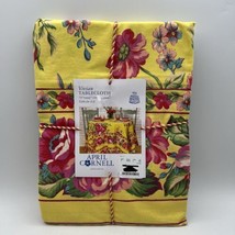 April Cornell Vivian Pink Yellow Green Floral Cotton Tablecloth 70&quot; Round NEW - $36.45