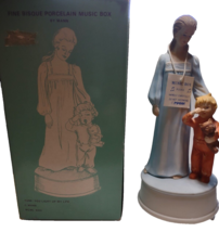 Mann You Light Up My Life Porcelain Figurine Mother Child Music Box Vint... - $86.40