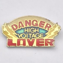 Danger High Voltage Lover Vintage Pin Gold Tone Brooch Humor Risqué Funn... - $15.54