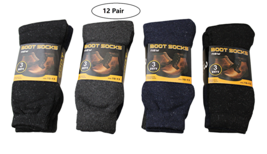 12-Pair Men’s All-Season Work Boot Socks – Soft &amp; Durable, Size 10-13, M... - £13.74 GBP