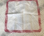 Vintage New Linen Handkerchief Pink Crocheted Decorative Edge  - $12.08