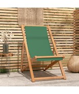 Folding Beach Chair Solid Teak Wood Green - £46.63 GBP
