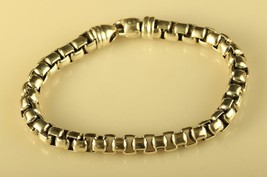 Vintage Sterling Silver Signed DY David Yurman 3D Large Box Chain Link Bracelet - £312.58 GBP