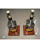 Jim Beam Honey Whiskey Liquor Bottle TABLE LAMPS with Wood Bases (2) - $124.99